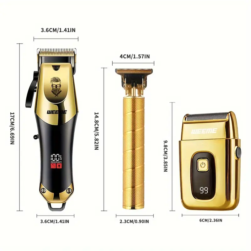 Golden Hair Clipper Razor Trimmer Set for Men-3